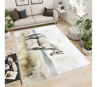 Rug 60x120 cm Faux Cashmere Bright Pattern Horse Grass White 3D Print Anti-Slip Stain-Resistant Machine/Vacuum Washable Rugs for Living Room Hallway Breakfast Nook Heritage Home Under the Table