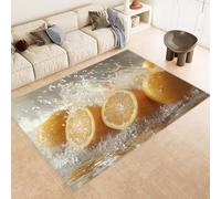 Rug 60x120 cm Faux Cashmere Bright Pattern Lemon Juice Fruit 3D Print Anti-Slip Stain-Resistant Machine/Vacuum Washable Rugs for Living Room Hallway Breakfast Nook Heritage Home Under the Table