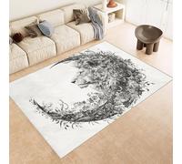Rug 60x120 cm Faux Cashmere Bright Pattern Lion Flowers Moon 3D Print Anti-Slip Stain-Resistant Machine/Vacuum Washable Rugs for Living Room Hallway Breakfast Nook Heritage Home Under the Table