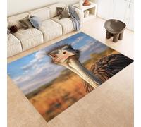 Rug 60x120 cm Faux Cashmere Bright Pattern Ostrich Mountains 3D Print Anti-Slip Stain-Resistant Machine/Vacuum Washable Rugs for Living Room Hallway Breakfast Nook Heritage Home Under the Table
