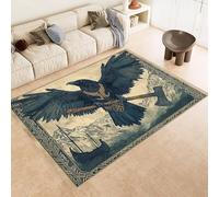 Rug 60x120 cm Faux Cashmere Bright Pattern Raven Totem Axe 3D Print Anti-Slip Stain-Resistant Machine/Vacuum Washable Rugs for Living Room Hallway Breakfast Nook Heritage Home Under the Table