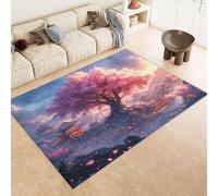 Rug 60x120 cm Faux Cashmere Bright Pattern Tree Pink Building Art 3D Print Anti-Slip Stain-Resistant Machine/Vacuum Washable Rugs for Living Room Hallway Breakfast Nook Heritage Home Under the Table