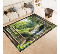 Rug 60x120 cm Faux Cashmere Bright Pattern Waterfall Stones Creek 3D Print Anti-Slip Stain-Resistant Machine/Vacuum Washable Rugs for Living Room Hallway Breakfast Nook Heritage Home Under the Table