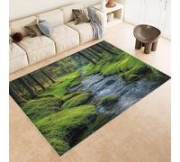 Rug 60x120 cm Faux Cashmere Bright Pattern Woods Stones Sunshine 3D Print Anti-Slip Stain-Resistant Machine/Vacuum Washable Rugs for Living Room Hallway Breakfast Nook Heritage Home Under the Table