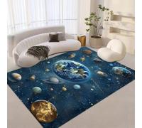 Rug 60x90 cm Faux Cashmere Space Planets Galaxies Universe 3D Print Anti-Slip Stain-Resistant Machine/Vacuum Washable Rugs for Living Room Hallway Heritage Home Under the Table Q-586