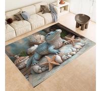 Rug 80x120 cm Faux Cashmere Bright Crocodile Starfish Shell 3D Print Anti-Slip Stain-Resistant Machine/Vacuum Washable Rugs for Living Room Hallway Breakfast Nook Heritage Home Under the Table