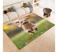 Rug 80x120 cm Faux Cashmere Bright Pattern Dog Grass Flowers 3D Print Anti-Slip Stain-Resistant Machine/Vacuum Washable Rugs for Living Room Hallway Breakfast Nook Heritage Home Under the Table