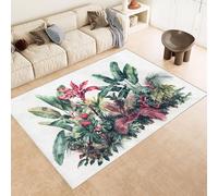 Rug 80x120 cm Faux Cashmere Bright Pattern Pink Green Flowers 3D Print Anti-Slip Stain-Resistant Machine/Vacuum Washable Rugs for Living Room Hallway Breakfast Nook Heritage Home Under the Table
