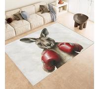 Rug 80x120 cm Faux Cashmere Bright Pattern Rabbit Strong Boxing 3D Print Anti-Slip Stain-Resistant Machine/Vacuum Washable Rugs for Living Room Hallway Breakfast Nook Heritage Home Under the Table
