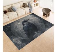 Rug 80x120 cm Faux Cashmere Bright Pattern Raven Black Totem 3D Print Anti-Slip Stain-Resistant Machine/Vacuum Washable Rugs for Living Room Hallway Breakfast Nook Heritage Home Under the Table