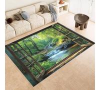 Rug 80x120 cm Faux Cashmere Bright Pattern Waterfall Stones Creek 3D Print Anti-Slip Stain-Resistant Machine/Vacuum Washable Rugs for Living Room Hallway Breakfast Nook Heritage Home Under the Table
