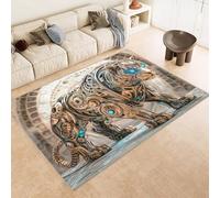 Rug 80x120 cm Faux Cashmere Bright Tiger Mechanical Creative 3D Print Anti-Slip Stain-Resistant Machine/Vacuum Washable Rugs for Living Room Hallway Breakfast Nook Heritage Home Under the Table