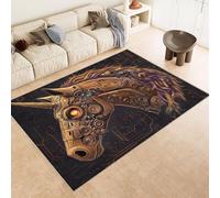 Rug 80x120 cm Faux Cashmere Pattern Rhino Mechanical Creative 3D Print Anti-Slip Stain-Resistant Machine/Vacuum Washable Rugs for Living Room Hallway Breakfast Nook Heritage Home Under the Table