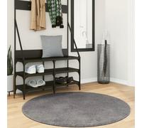 Rug Anthracite Ø120cm Polyester Washable Non-Slip Modern Round Indoor Soft Cozy