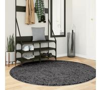 Rug Anthracite Ø160cm 100% Polyester Teddy Soft Round Area Rug OVIEDO SuperPlush