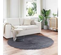Rug Anthracite Ø200cm Polyester Faux Sheepskin Extra Soft Modern Round Lux Cozy