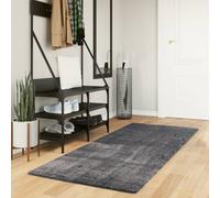 Rug Anthracite 80x200 cm Polyester Washable Non-Slip Soft Cozy Runner for Entry