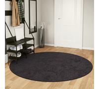 Rug Anthracite Velvet Round Ø200 cm 100% Polyester PVC Backing Non-slip 30°C Low