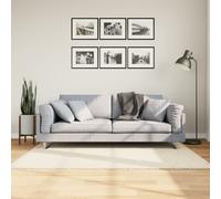 Rug Beige 120x120 cm 100% Polyester Teddy Soft Flat Pile OEKO-TEX Underfloor Mat