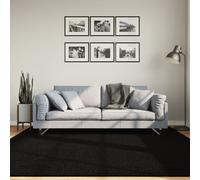 Rug Black 200x200 cm 18mm Short Pile 100% Polyester Soft Fluffy Indoor Cozy Mat
