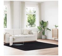Rug Black 240 x 240 cm Shaggy High Pile Polyester Square Non-Slip Plush Luxury 2