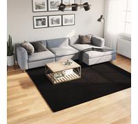 Rug Black 240x240 cm Polyester Washable Non-Slip Modern Indoor Square Soft Plush