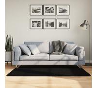 Rug Black 80x150 cm Polyester Non-Slip Washable Modern Indoor Soft Pile RunnerXL