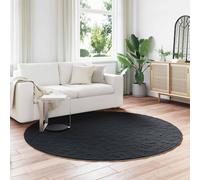Rug Black Faux Rabbit Fur Round Ø 200 cm Polyester Anti-Slip Indoor Plush Luxury