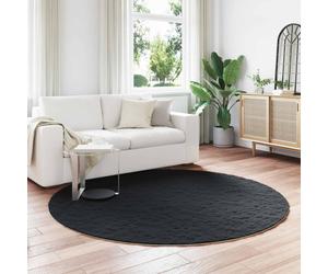Rug Black Faux Rabbit Fur Round Ø 200 cm Polyester Anti-Slip Indoor Plush Luxury