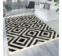 Paco Home Rug Black White Balcony Terrace Outdoor Scandi Design Diamond Pattern Robust, Size:Ø 160 cm round
