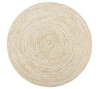 Rug Braided Jute Cotton Round 120cm White Natural Handmade Soft Texture FloorMat