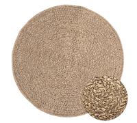 Rug Brown Ø90cm Polypropylene Jute Look Indoor Outdoor Lightweight Easy-Clean
