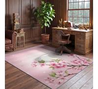 Rug Cherry Blossom Branch Petal Pattern140 × 200 cm Washable Carpet for | PinkRug Cherry Blossom Branch Petal Pattern140 × 200 cm Washable Carpet for French Elegance
