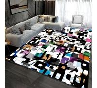 Rug Colorful Geometric Abstract Graffiti 3D Printed Carpet Polyester Soft Touch Short Pile Rug Non Slip Area Rug Easy Clean For Living Room Bedroom Kitchen Floor Mat 120 X 160 Cm -1289857194137
