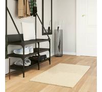 Rug Cream 60x110 cm 100% Polyester Short Pile 18mm Non-Slip Washable Soft Fluffy