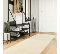Rug Cream Polyester Runner 80x750 cm Medium Pile Non-Slip Washable Hallway Soft