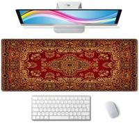 Rug Desk Mat Vintage Retro Boho Large Extended Mouse Pad XL Desk Pad Gaming Mousepad Keyboard Mouse Mat for Computer Laptop 31.5''X11.8'' Non-Slip Rubber Base with Stitched Edges