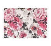 Cotton Area Rug Floral Motif 140 x 200 cm Pink EJAZ