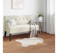 Rug Faux Rabbit Fur 80x120 cm Cream Polyester Anti-Slip Plush Cozy Warm Luxe Mat