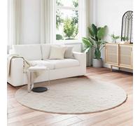 Rug Faux Rabbit Fur Beige Ø200 cm. Polyester Anti-Slip Velvet-Soft Indoor Round