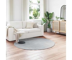 Rug Faux Rabbit Fur Grey Ø200cm Polyester Round Plush Anti-Slip Indoor Warm Cozy