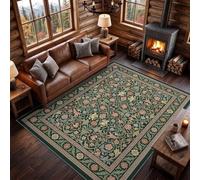 Rug Floral Scrollwork Leaf Pattern120 × 160 cm Washable Carpet for | GreenRug Floral Scrollwork Leaf Pattern120 × 160 cm Washable Carpet for William Morris Style