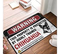 Rug Foot Warm Material & Cool Decor Luxurious Feel | Bar Stuff For Man Cave/Shower Bath Mat Non Slip - Warning This Property Is Protected By A Highly Trained Chihuahua(50X80CM)