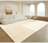 Rug for Living Room 110 x 150 cm Rugs for Bedroom Soft Short Pile Machine Washable Kitchen Home Decor Office Area Rug Modern geometric lines white orange