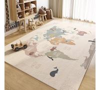 Rug for Living Room, Global Map Cream Marine Animal Dolphin Pattern Carpets Bedroom, Non Skid Nursery Kid Boys Girl Room Rugs Floor Playing Mat Baby Décor Animal Rabbit Lion (Beige 1, 120x180cm)