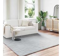 Rug Grey 200x200 cm Polyester Faux Rabbit Fur Anti-Slip Plush Cozy Luxury Living