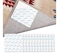 Rug Grippers, 12 Pieces Anti Slip Rug Grips, Rug Stickers for Wooden and Hard Floors, Washable Carpet Tape Reusable Rug Anti Slip Pads, White Square 10 x 10 cm