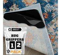 Rug Grippers for Laminate Floor | Pack of 12 Non Slip Carpet Grips| Cut to Size for Multi Uses | Anti Slip, Washable, Reusable, Self Adhesive | Keep underlay in place for carpeted and wooden floors