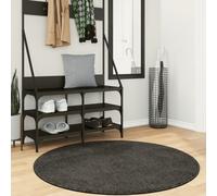 Rug ISTAN High Pile Shiny Look Anthracite √ò 120 cm Berkfield Home Black Medium