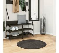 Rug ISTAN High Pile Shiny Look Anthracite √ò 80 cm Berkfield Home Black Medium